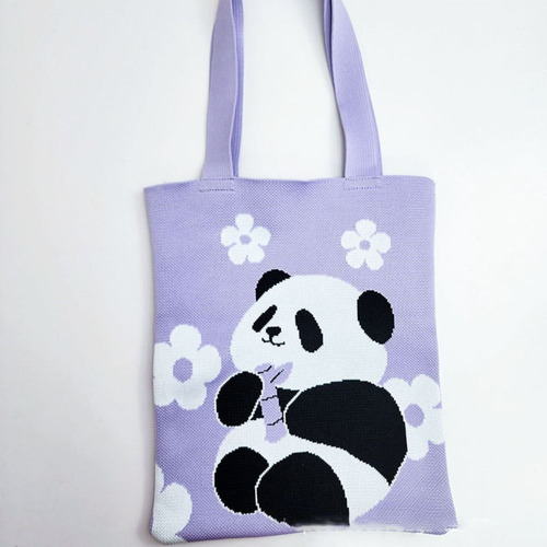 Bolso De Compras Plegable Con Estampado De Panda, Reutilizab