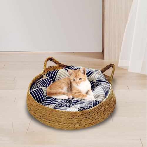 Cat Bed Basket Pet Cat Sleeping Bed Wear Pillow M 38x38x13cm