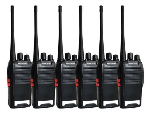 Kit 6 Radio Walk Talk Comunicador Profissional 12km Baofeng Bf-777s Cor Preto