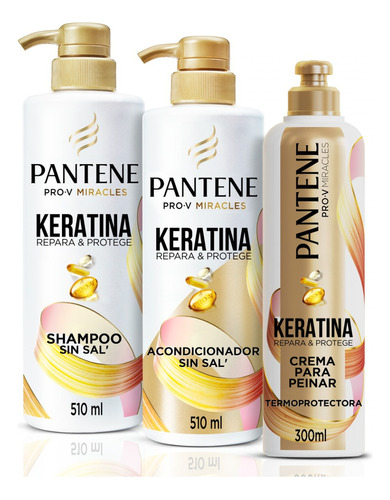  Shampoo Pantene Keratina +Aco 510 ml +Crema p/peinar 300 ml