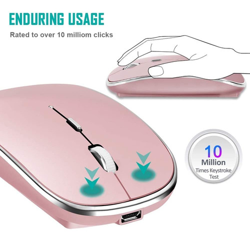 Mouse Inalámbrico, Ratón Inalámbrico Recargable Usb Y Tipo-c