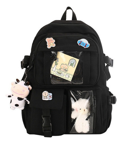 Mochila Kawaii Aesthetic Woman Mochila Oso Muñeca Insignia H