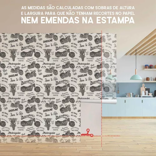 Papel De Parede 3d Moto Manobra Freestyle Grau 3,5m² Bkm35