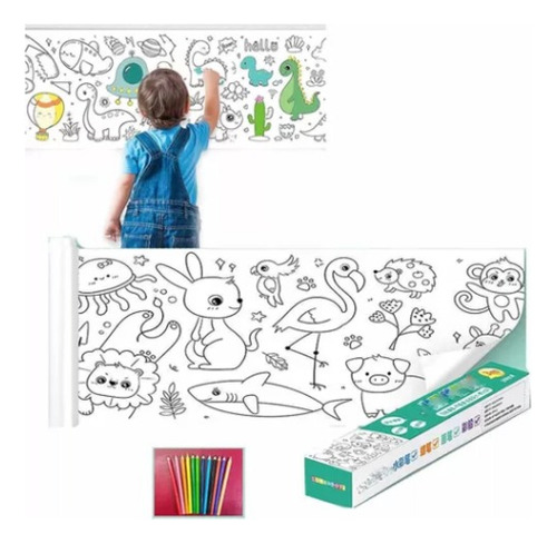 Bobina Papel Para Colorir E Pintar Infantil Rolo Com 3metros