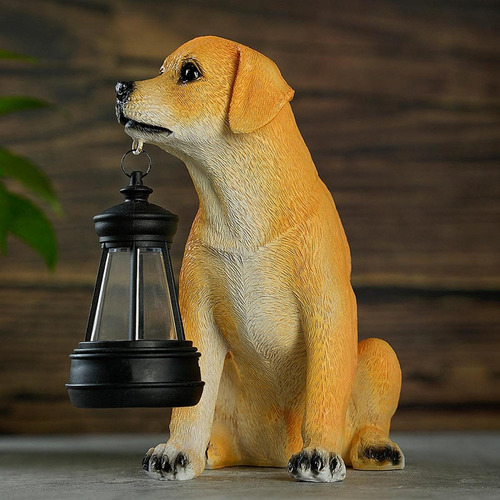 Estatua De Perro Para Jardín Al Aire Libre, Luz Solar Con