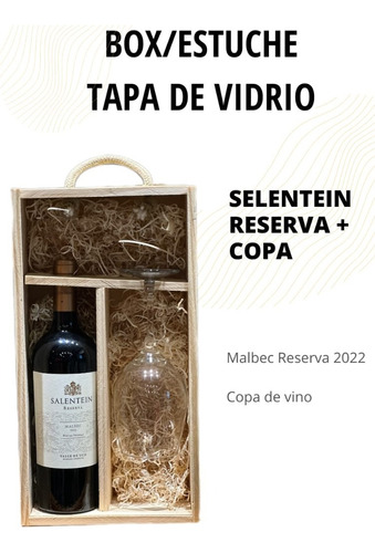 Box + Vino Salentein Reserva De 750 Ml + Copa 