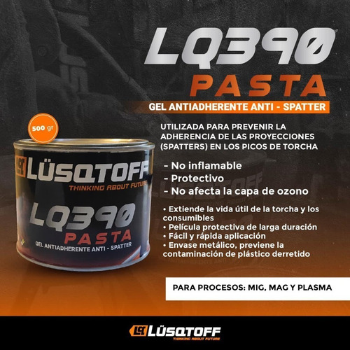 Imagen 2 de 9 de Antiadherente Gel En Pasta P/soldadura Mma Mig 500g Lusqtoff