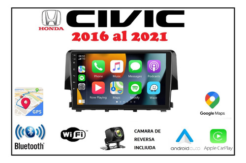 Estéreo De Pantalla Honda Civic 2016 Al 2021 Carplay Android