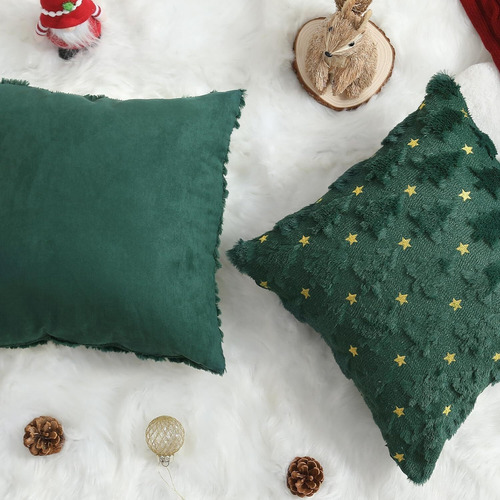 Fundas De Almohada Navideñas, 45 X 45 Cm, 2 Fundas De Felpa