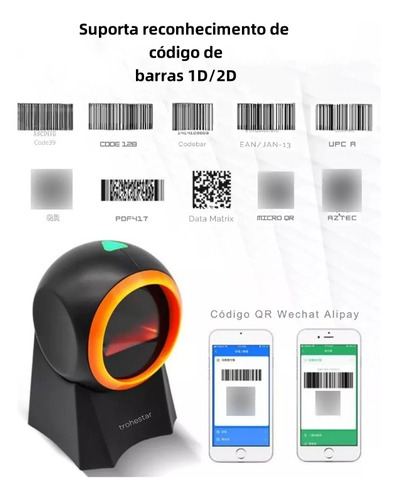 Leitor De Código De Barras Qr Fixo De Mesa 1d 2d Qr Usb