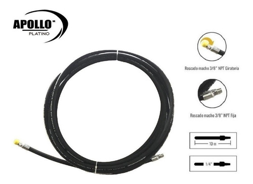 Manguera Para Hidrolavadora 1/4 Doble Malla 5800 Psi 20 Metros De Largo Muy Resistente De Uso Rudo