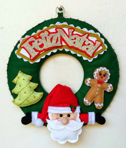 Guirlanda De Natal Com Papai Noel Pronta-entrega | Parcelamento sem juros