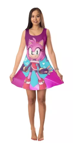 Vestido Sonic Amy Rose Menina Infantil Tematico