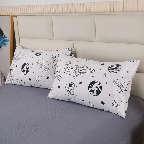 Mag Fundas De Almohada White Out Space, Paquete De 2 Unidade