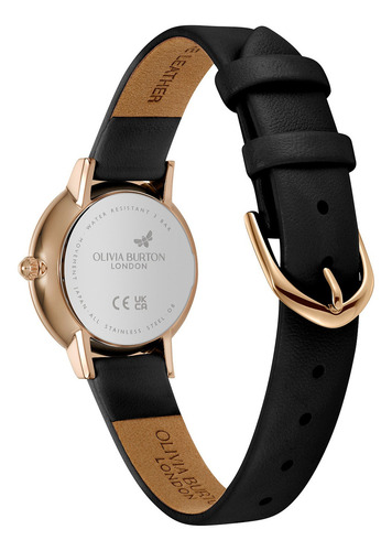 Olivia Burton Reloj Dama Slim Honeycomb 24000269 Negro 28mm Bisel Dorado