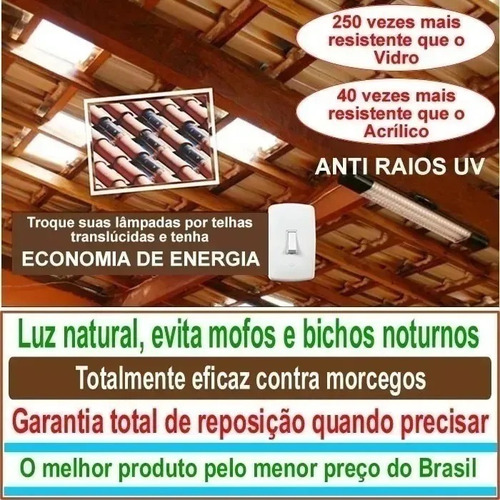Kit 12 Telha Plástica Transparente Portuguesa Cejatel 42x24