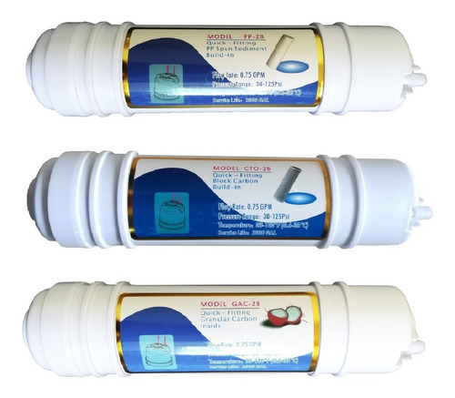 Kit X3 Membranas Filtro Agua In Line Pp Bloque Y Gac Kalley