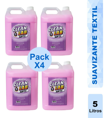 Suavizante Textil Baja Espuma Z15 Softy Rosa X 5 Lt X 4 Un