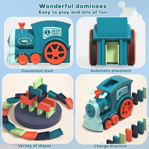 Juego De Juguetes Domino Train Para Niños, 100 Pcs Bloques Y