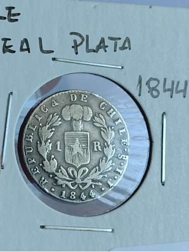 Antique, Moneda Chilena, 1 Real De Plata, Rompiendo Cadenas.