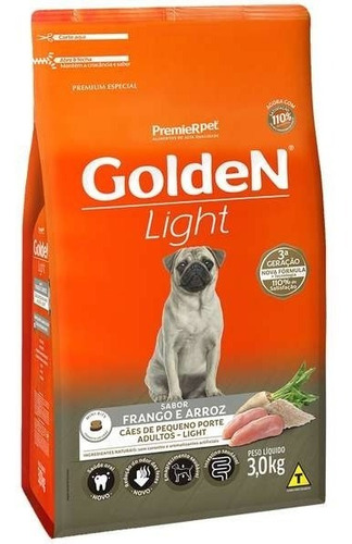 Ração Para Cães Golden Mini Bits Light 3kg