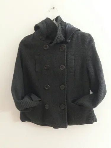 Abrigo Con Gorro 10 Lana Marca Wados Talla Xs Gris Usado Cuotas