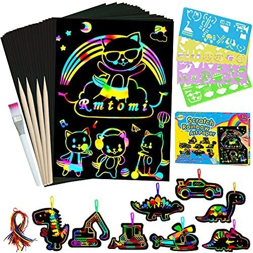 Art Craft Scratch Paper Para Niños Magic Rainbow Drawi...