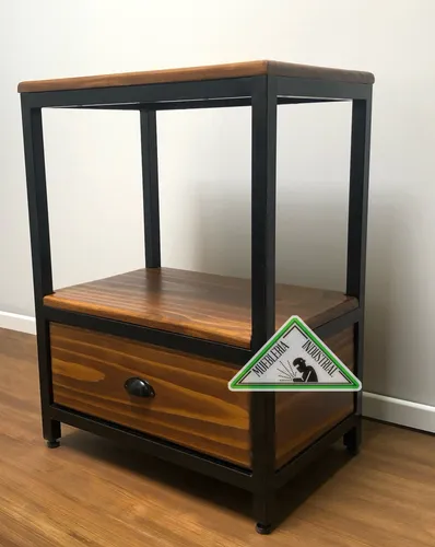 Mueble Para Bacha Baño Madera Y Hierro Estilo Industrial