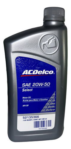 Aceite Acdelco Sae 20w-50 (mineral) Original