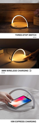 Imagen 3 de 4 de Cargador Inalámbrico Q1 Lampara Led Rgb Para iPhone Samsung