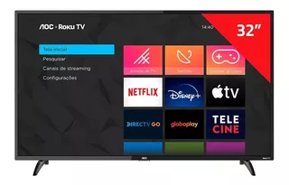 Smart Tv Roku 32'' Hd Led 3 Hdmi 1 Usb 32s5195 Aoc Bivolt