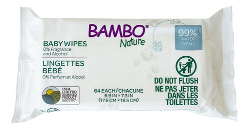 Bambo Nature Toallitas De Agua De Base Biologica 99% 64 Unid