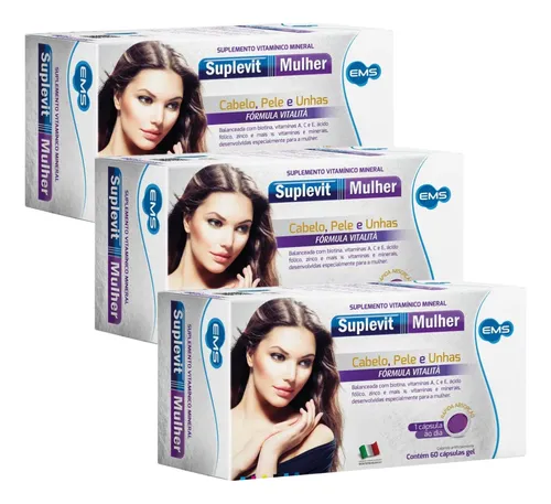 Suplevit Mulher 180 Cáps - Cabelo-pele Unhas - Kit Com -3/cx Sabo...