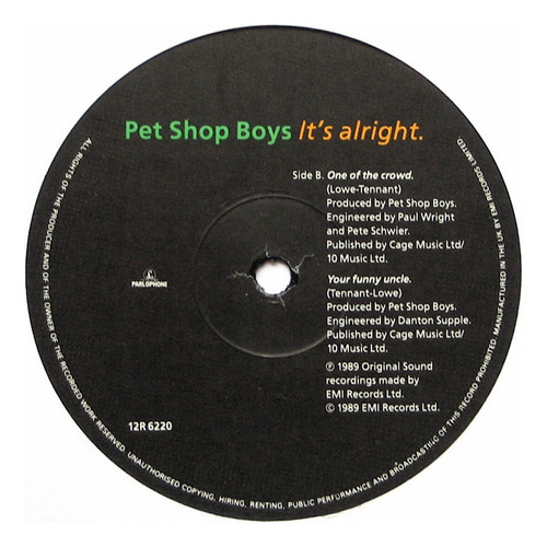 Pet Shop Boys - It's Alright | 12 Maxi Single Vinilo Usado