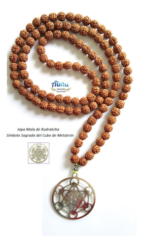 Japa Mala Semilla Rudraksha Natural Y Símbolo Mandala