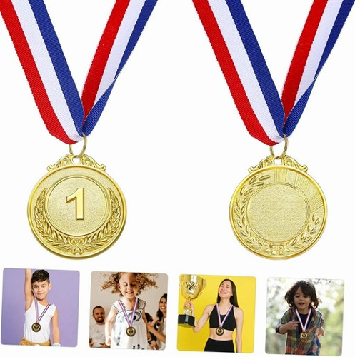 10 Unidades Medallas Deportiva Metálica Con Cinta Grabado