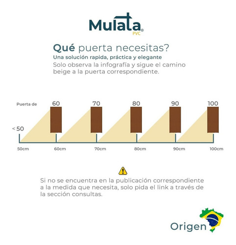 Imagen 3 de 5 de Puerta Pvc Corrediza Plegable 210 X 60 Mulata Cm 0,60 M