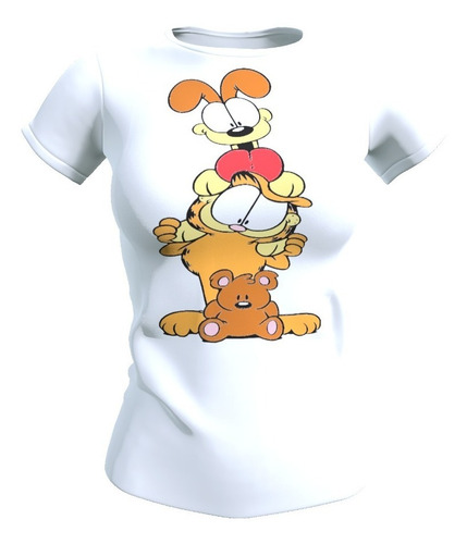 Polera Mujer Diseño Garfield Y Odie, Poliester