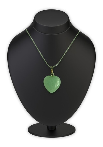 Imagen 3 de 3 de Collar Corazoncito De Aventurina Verde 100% Natural