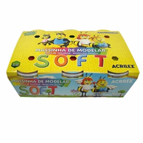 Massinha De Modelar Soft Acrilex C/ 6 Potes Cores Sortidas