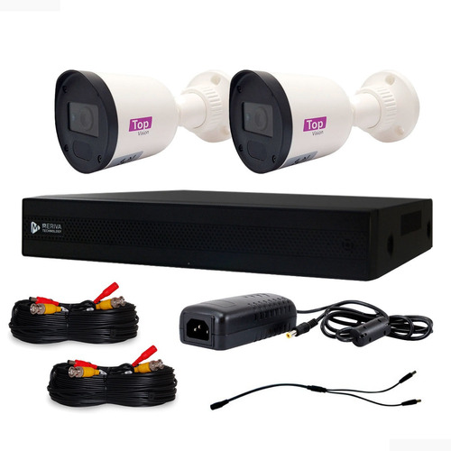 Kit Cctv 2 Cámaras Hd 2mp Ip66 + Dvr 4ch + Cables Meriva