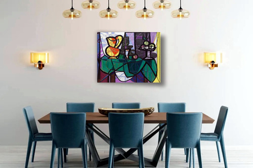 Cuadro Canvas Bastidor Cubismo Picasso Tazón Frutas 80x100