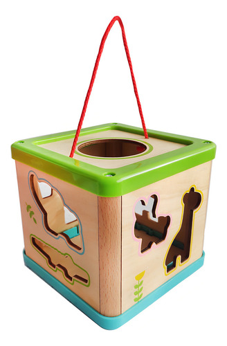 Cubo De Encastre Madera, Animales Didáctico Tooky Toy 13225 Color Multicolor