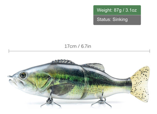 Cebo De Pesca For Truchas De 6.7 Pulgadas: 2 Segmentos Que