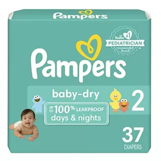 Pampers Baby Dry Pañales Etapa 2, 37 Piezas. Para Bebés De