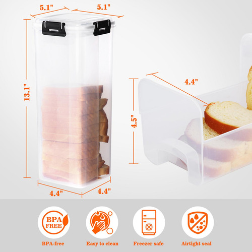 2 Recipiente Para Almacenamiento De Pan Con Tapa, Elegante