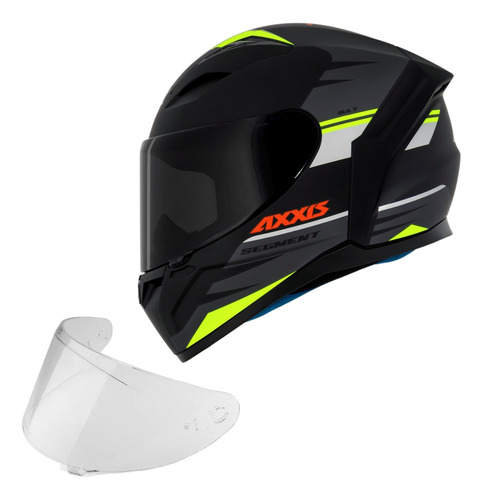 Capacete Axxis Diagon Preto Amarelo + Viseira Fume Extra