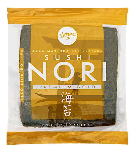 Alga Nori Mac Gold P/ Sushi Temakis 50 Folhas Yakinori 140g