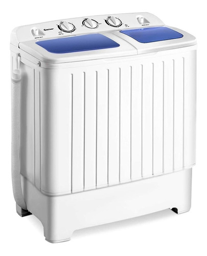 Lavadora semiautomática de doble tina Giantex EP21684 blanca y azul 11 lb 120 V