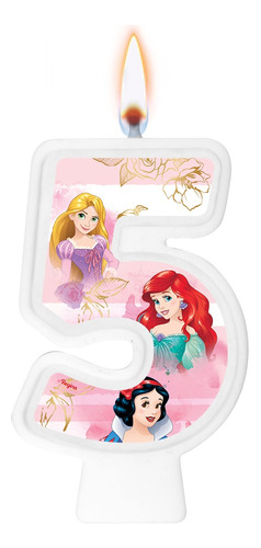 Número 5 - Vela Princesas Disney - Para Bolo E Aniversário